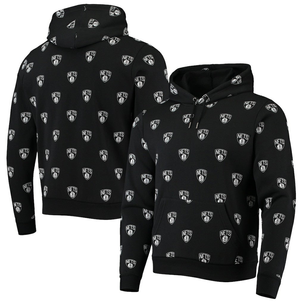 Brooklyn Nets The Wild Collective Unisex Allover Logo Pullover Hoodie Black - NBA
