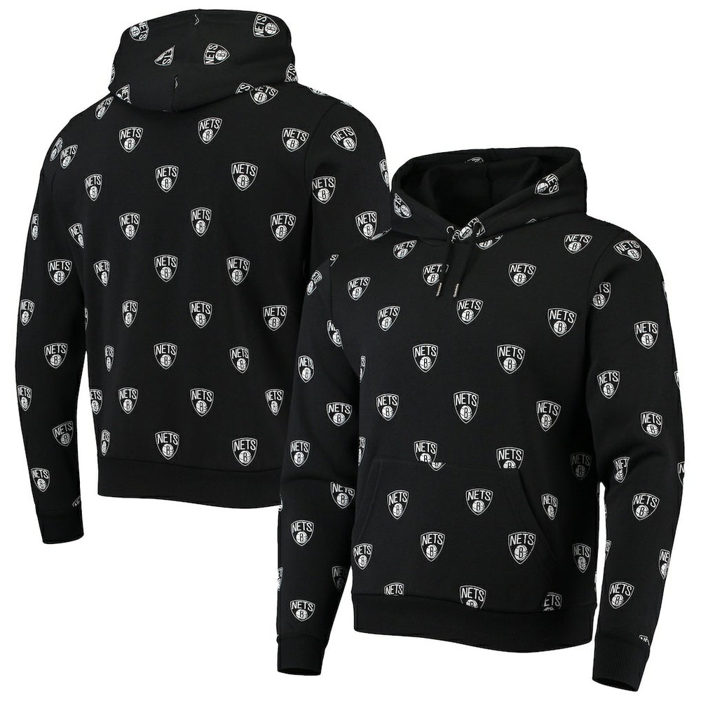 Brooklyn Nets The Wild Collective Unisex Allover Logo Pullover Hoodie Black - NBA