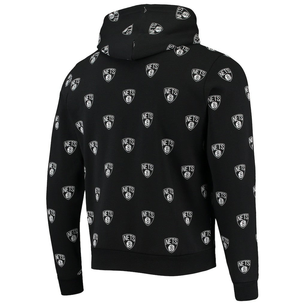 Brooklyn Nets The Wild Collective Unisex Allover Logo Pullover Hoodie Black - NBA