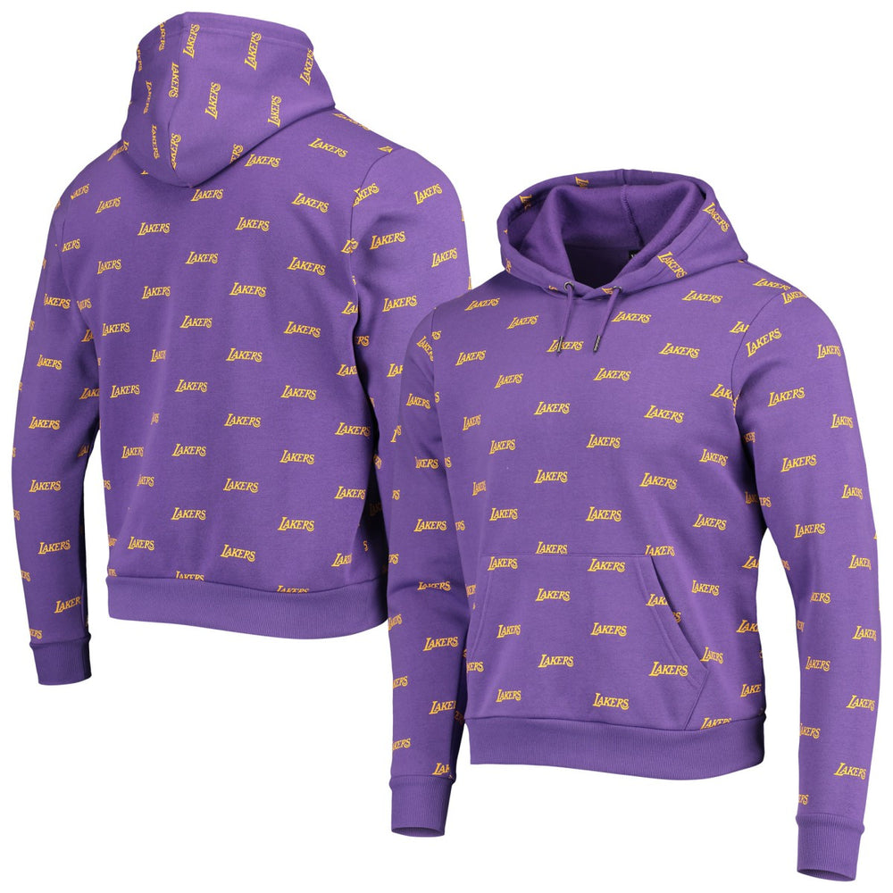 Los Angeles Lakers The Wild Collective Unisex Allover Logo Pullover Hoodie Purple - NBA