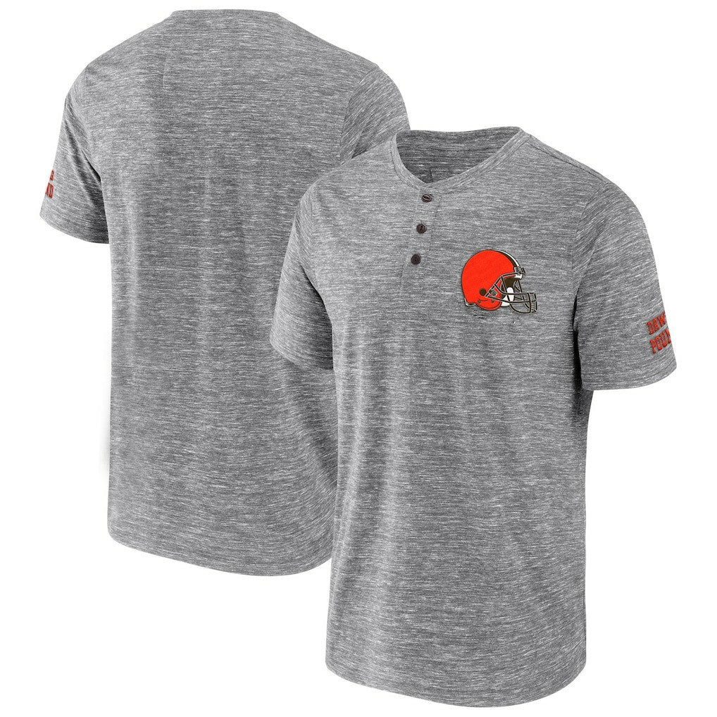 Cleveland Browns NFL x Darius Rucker Collection Slub Henley T-Shirt Heathered Gray | Fanatics