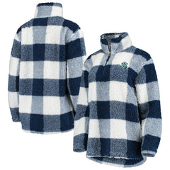 Seattle Kraken G-III 4Her by Carl Banks Women's Plaid Sherpa Quarter-Zip Jacket - Deep Sea Blue/White - NHL