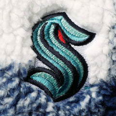Seattle Kraken G-III 4Her by Carl Banks Women's Plaid Sherpa Quarter-Zip Jacket - Deep Sea Blue/White - NHL