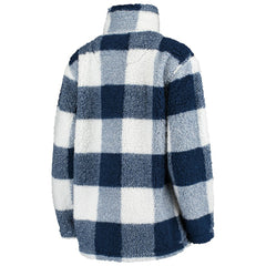 Seattle Kraken G-III 4Her by Carl Banks Women's Plaid Sherpa Quarter-Zip Jacket - Deep Sea Blue/White - NHL