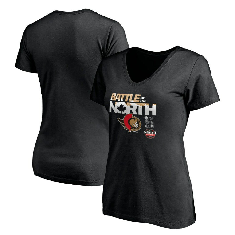 Ottawa Senators Women's Battle of the North V-Neck T-Shirt - Black - NHL
