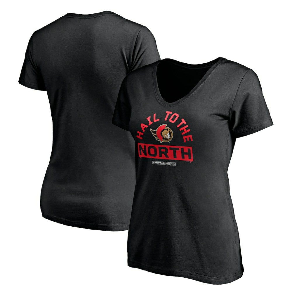Ottawa Senators Women's Hail to the North V-Neck T-Shirt - Black - NHL
