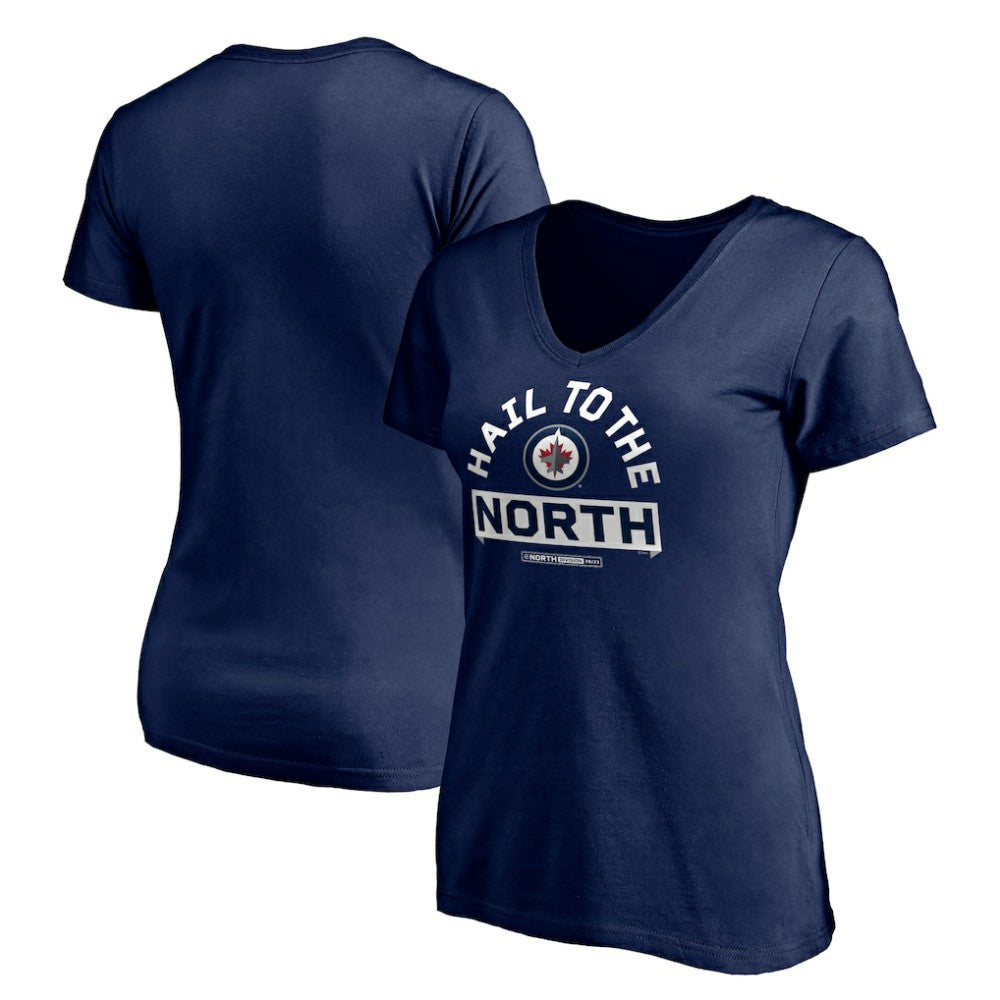 Winnipeg Jets Women's Hail to the North V-Neck T-Shirt - Navy - NHL
