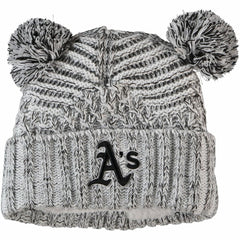 Athletics New Era Women's Dual Cuffed Knit Hat with Poms - MLB
