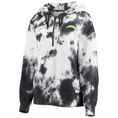 Los Angeles Chargers DKNY Sport Women's Dakota Oversized Tie-Dye Half-Zip Hoodie White/Black | NFL