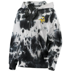 Minnesota Vikings DKNY Sport Women's Dakota Oversized Tie-Dye Half-Zip Hoodie White/Black | NFL