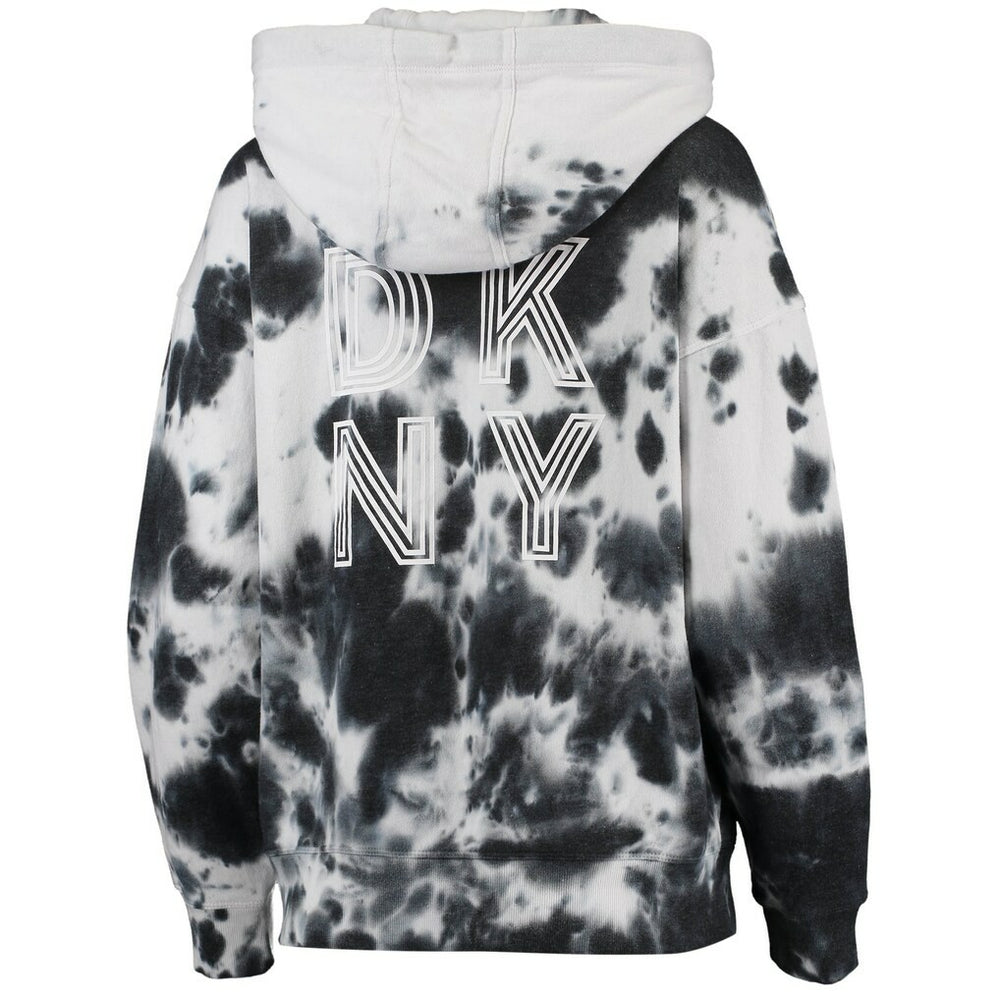 Minnesota Vikings DKNY Sport Women's Dakota Oversized Tie-Dye Half-Zip Hoodie White/Black | NFL