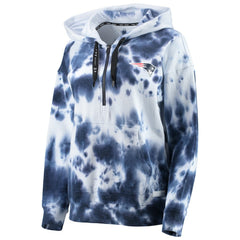 New England Patriots DKNY Sport Women's Dakota Oversized Tie-Dye Half-Zip Hoodie White/Navy | NFL