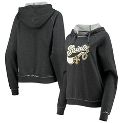 New Orleans Saints New Era Women's Script Fleece Raglan Pullover Hoodie Charcoal | NFL