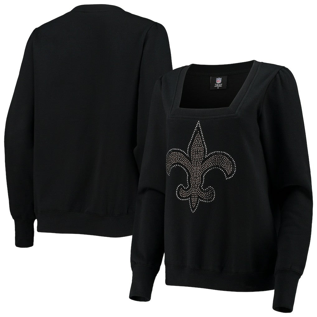 New Orleans Saints Cuce Women's Winners Square Neck Pullover Sweatshirt Black | NFL