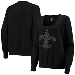 New Orleans Saints Cuce Women's Winners Square Neck Pullover Sweatshirt Black | NFL