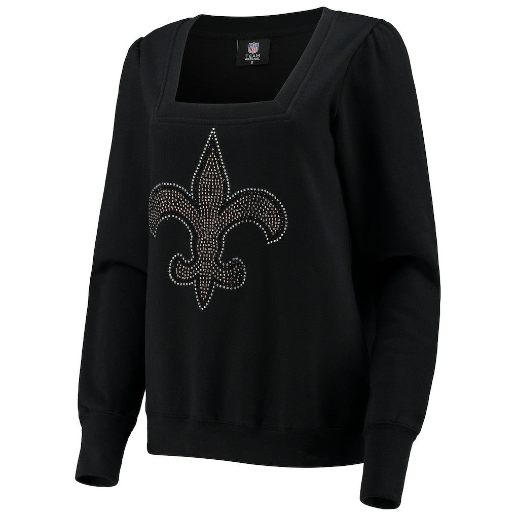 New Orleans Saints Cuce Women's Winners Square Neck Pullover Sweatshirt Black | NFL