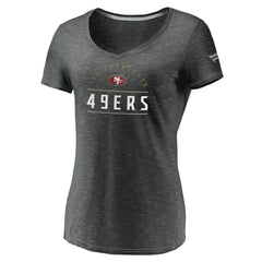 San Francisco 49ers Women's League Leader Space Dye V-Neck T-Shirt Charcoal | Fanatics