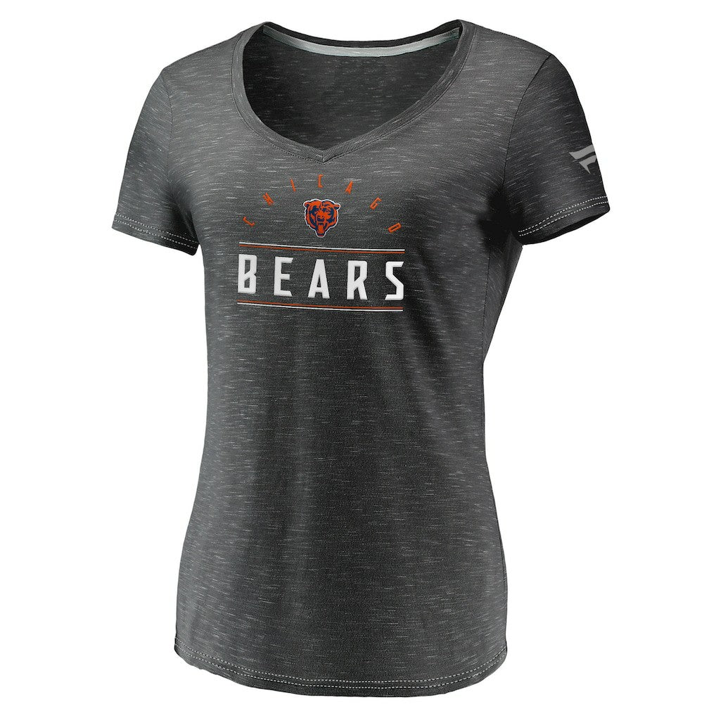 Chicago Bears Women's League Leader Space Dye V-Neck T-Shirt Charcoal | Fanatics