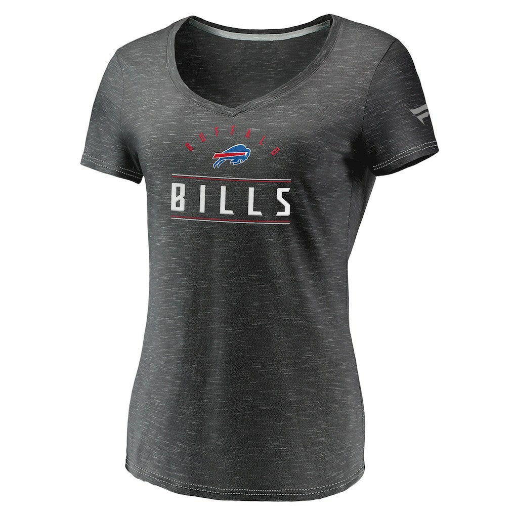 Buffalo Bills Women's League Leader Space Dye V-Neck T-Shirt Charcoal | Fanatics