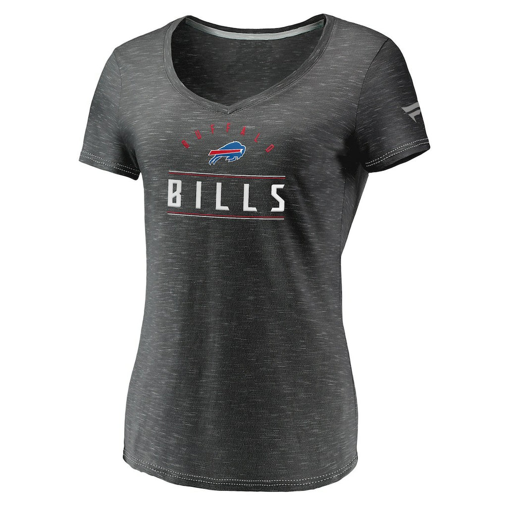 Buffalo Bills Women's League Leader Space Dye V-Neck T-Shirt Charcoal | Fanatics