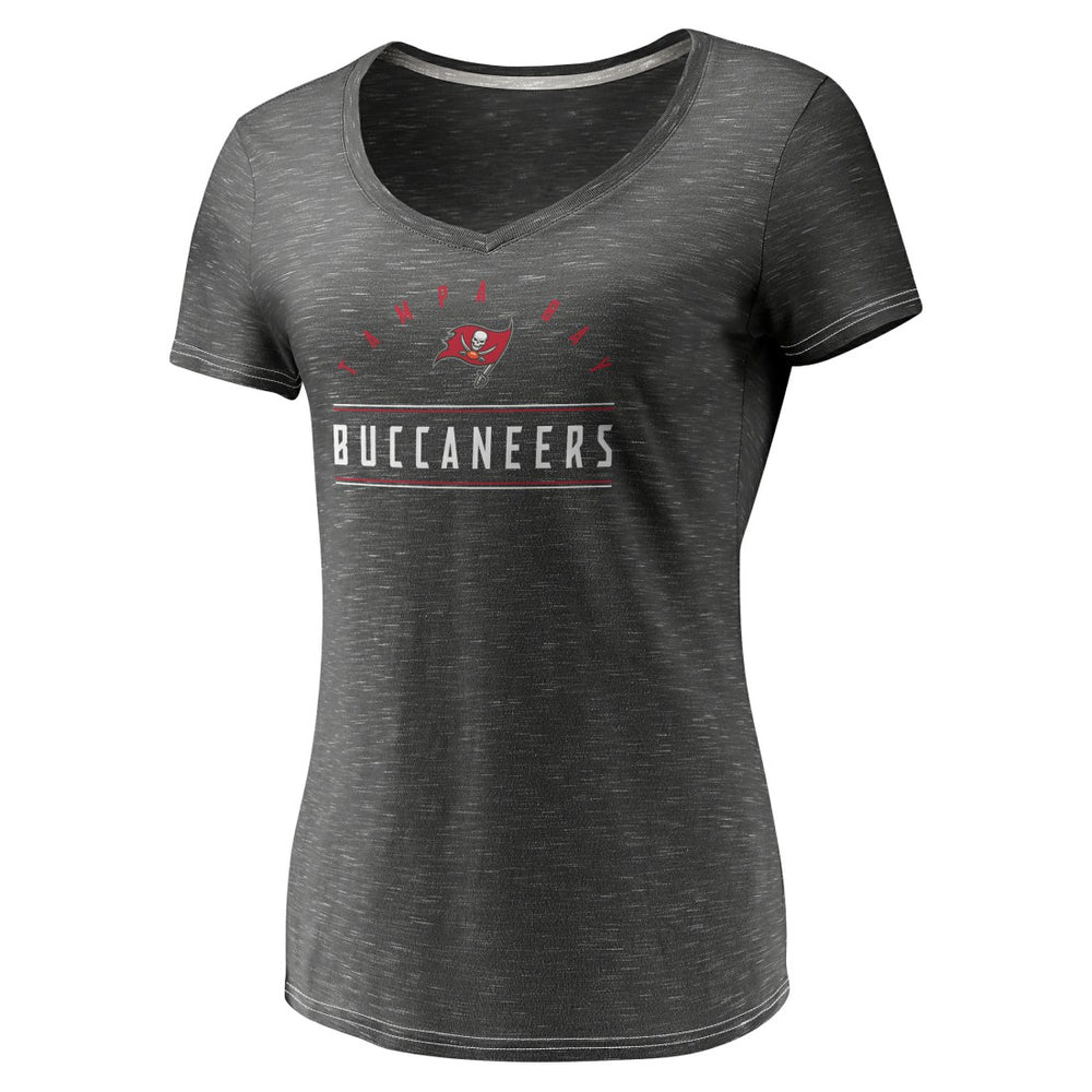Tampa Bay Buccaneers Women's League Leader Space Dye V-Neck T-Shirt Charcoal | Fanatics