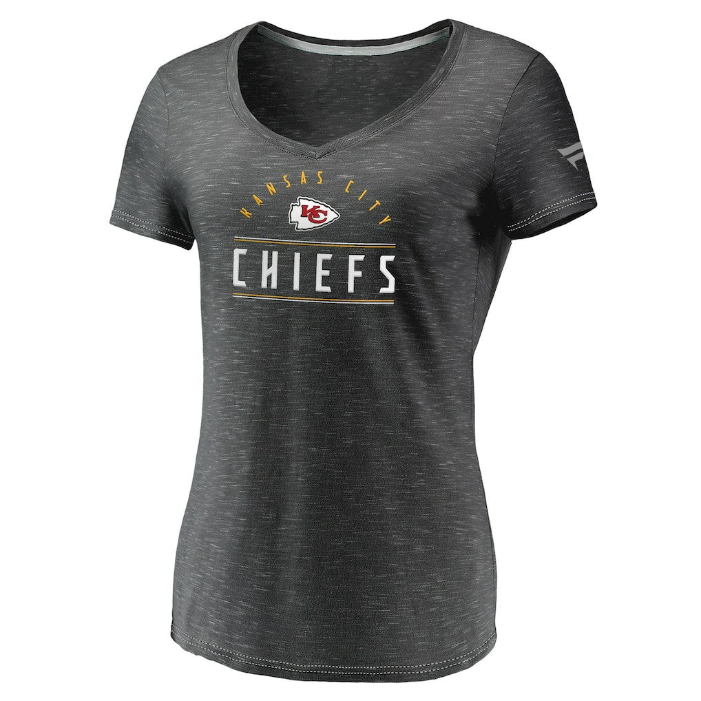 Kansas City Chiefs Women's League Leader Space Dye V-Neck T-Shirt Charcoal | Fanatics