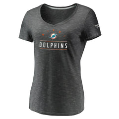 Miami Dolphins Women's League Leader Space Dye V-Neck T-Shirt Charcoal | Fanatics