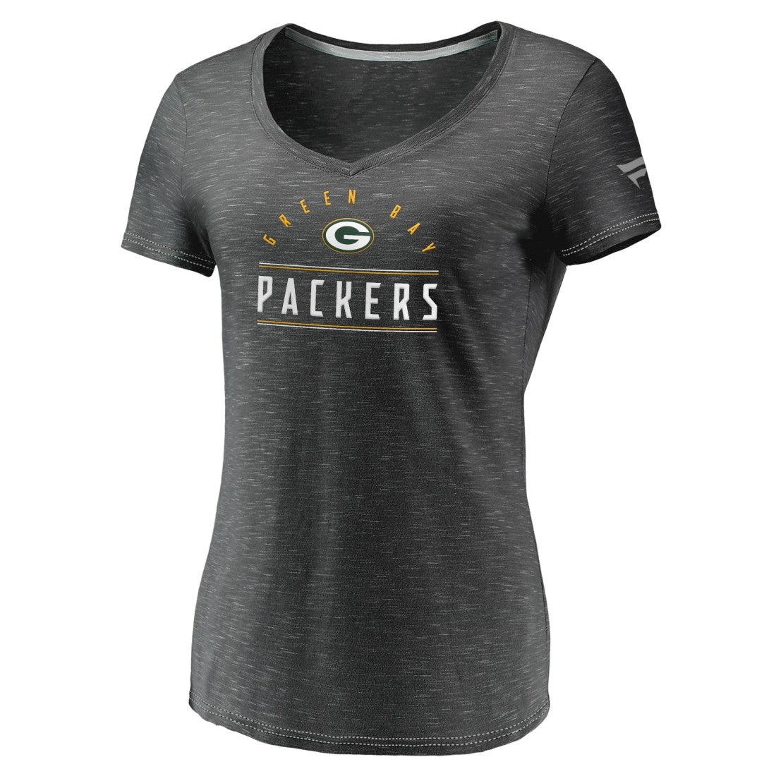 Green Bay Packers Women's League Leader Space Dye V-Neck T-Shirt Charcoal | Fanatics