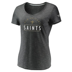 New Orleans Saints Women's League Leader Space Dye V-Neck T-Shirt Charcoal | Fanatics