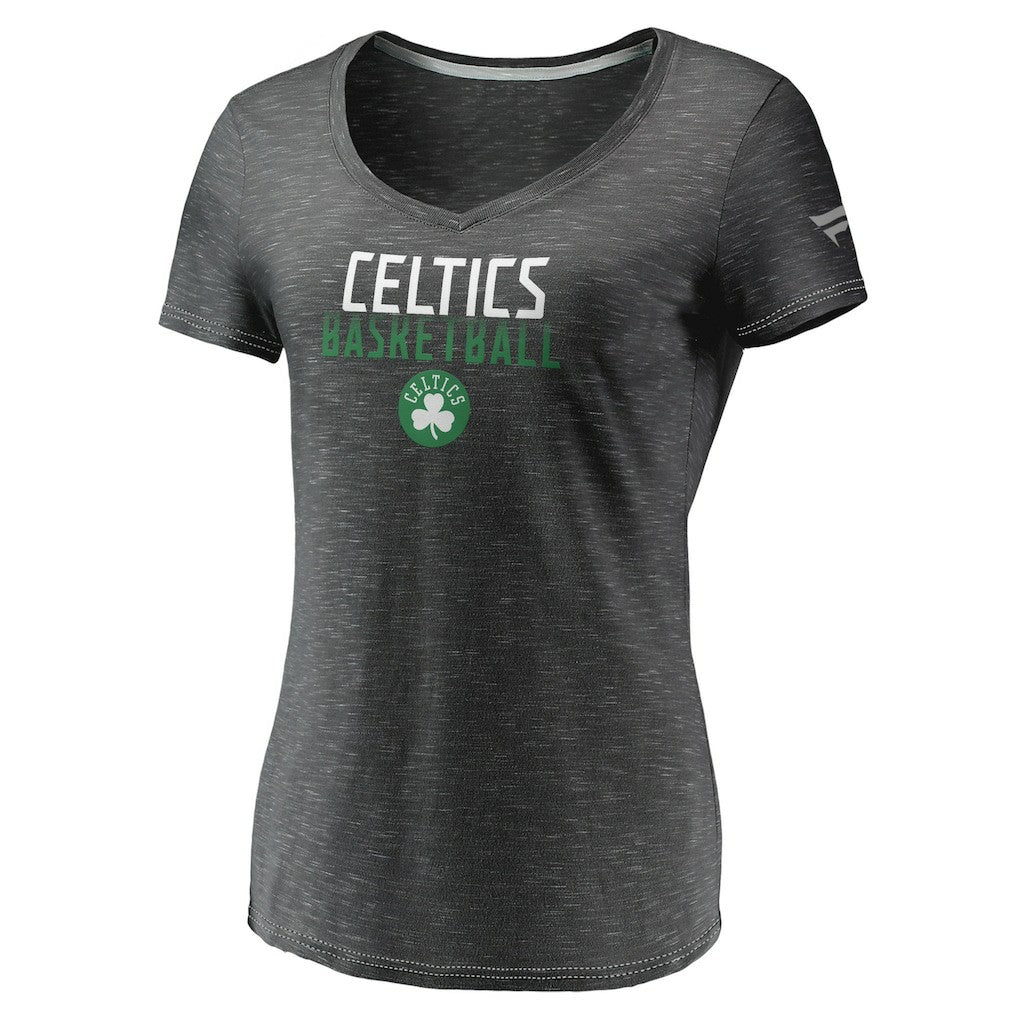 Boston Celtics Women's Double-Fade Space-Dye V-Neck T-Shirt Charcoal - NBA