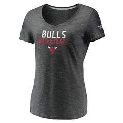 Chicago Bulls Women's Double-Fade Space-Dye V-Neck T-Shirt Charcoal - NBA