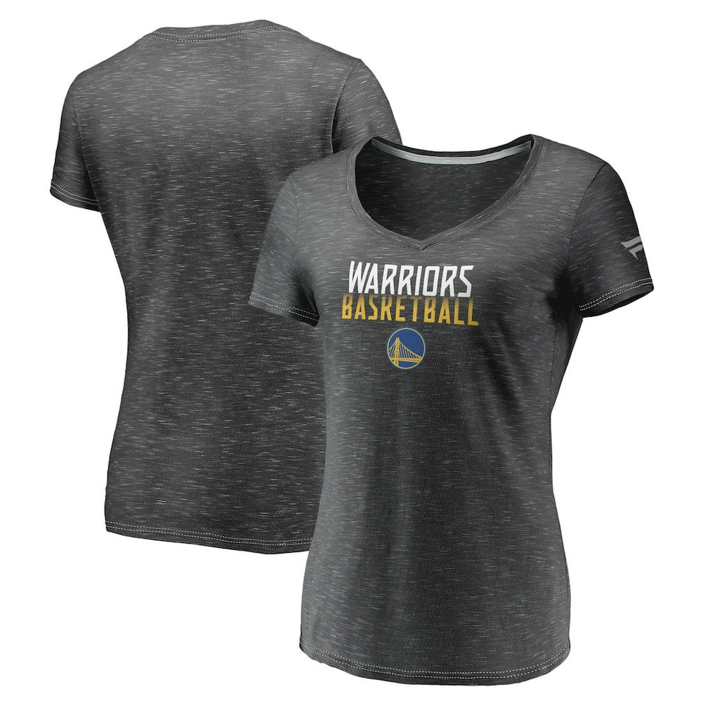 Golden State Warriors Women's Double-Fade Space-Dye V-Neck T-Shirt Charcoal - NBA