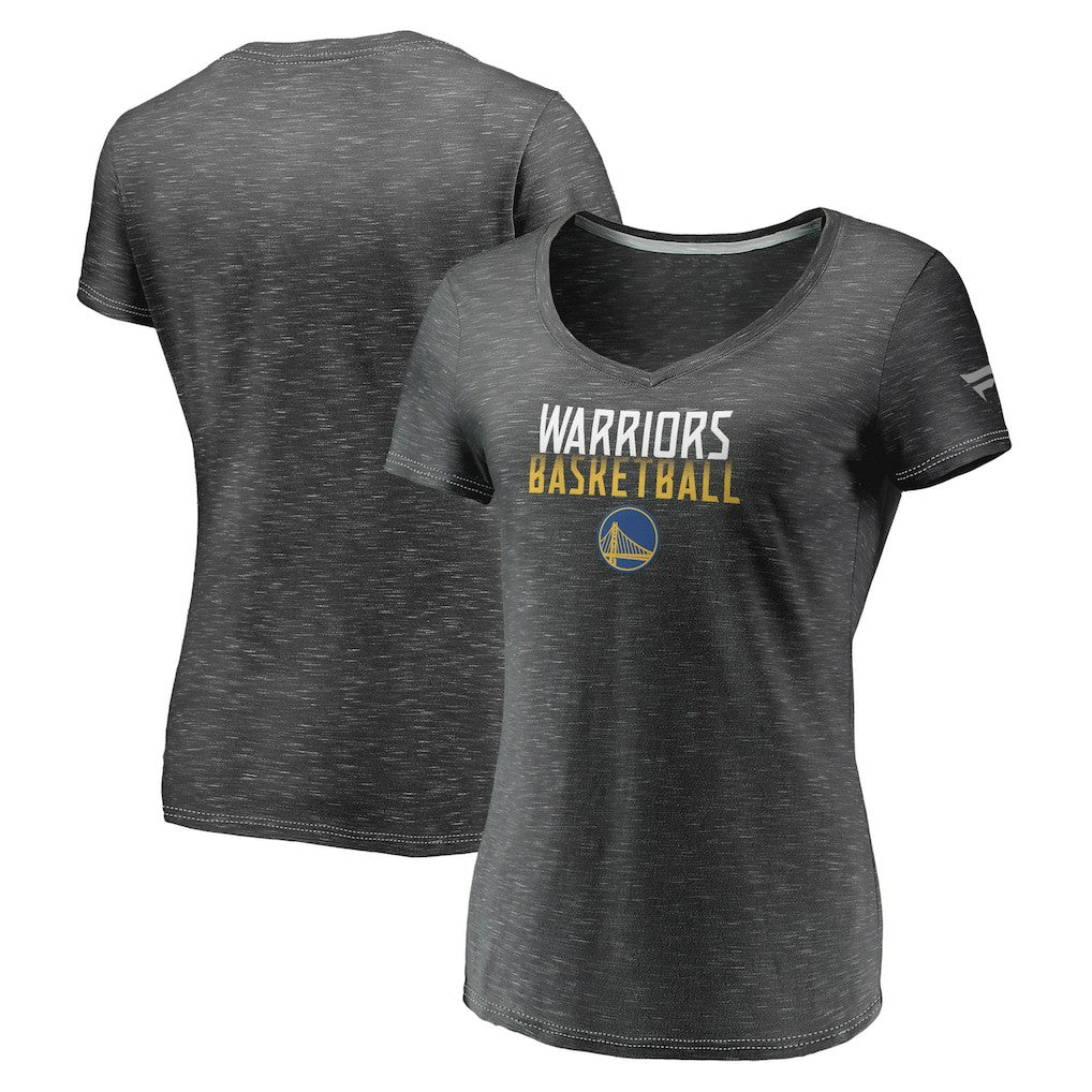 Golden State Warriors Women's Double-Fade Space-Dye V-Neck T-Shirt Charcoal - NBA