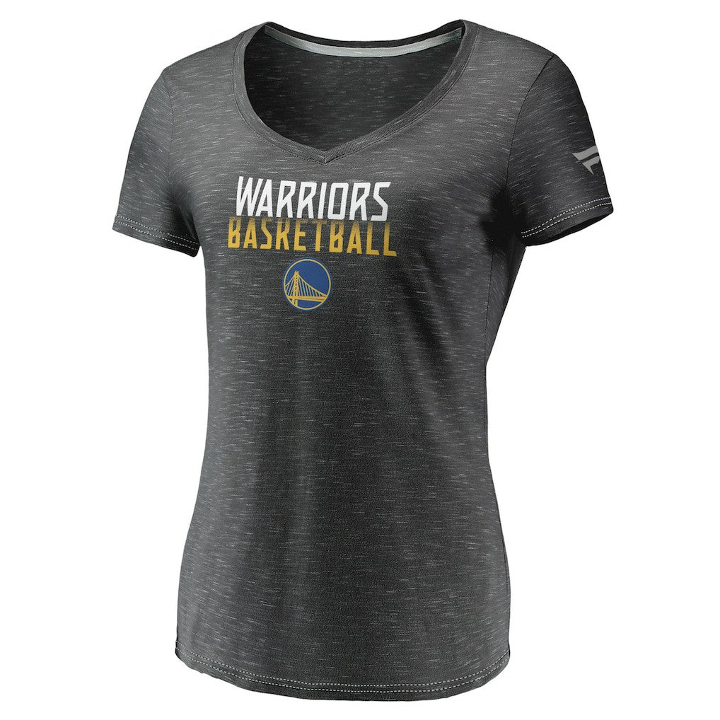 Golden State Warriors Women's Double-Fade Space-Dye V-Neck T-Shirt Charcoal - NBA