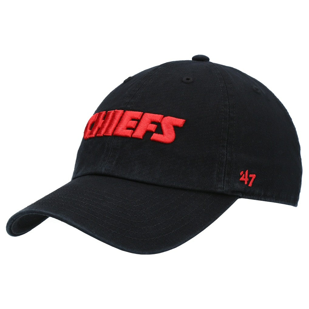 Kansas City Chiefs '47 Clean Up Script Adjustable Hat Black | 47 brand