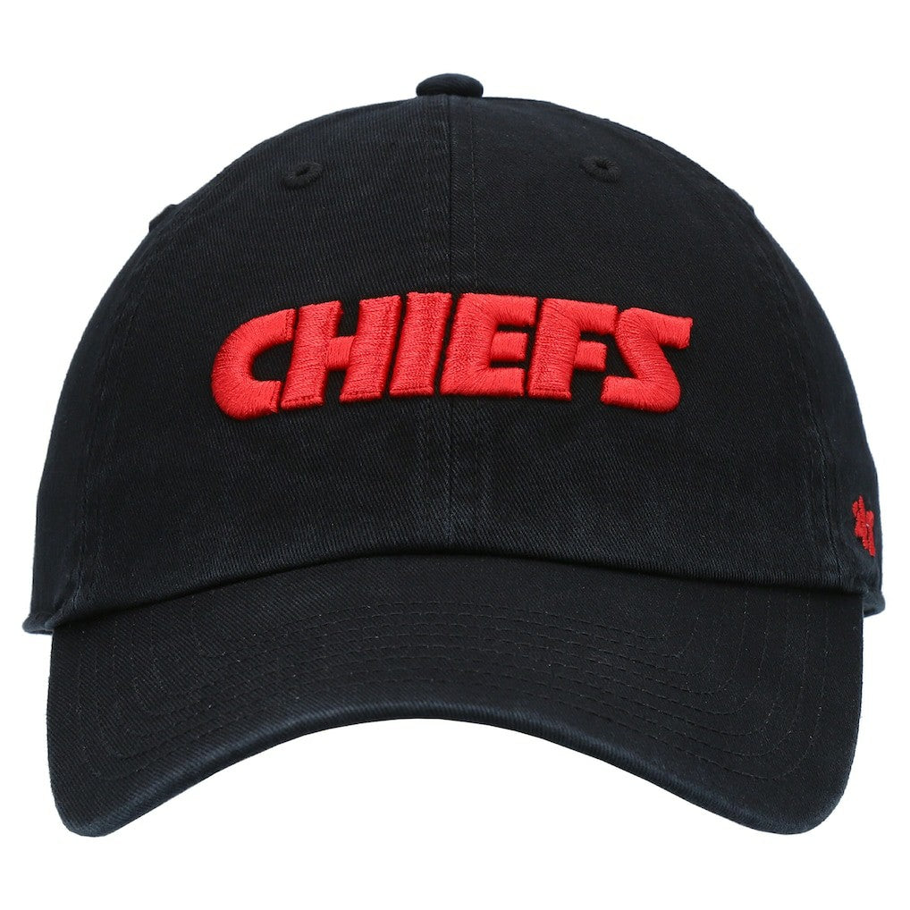 Kansas City Chiefs '47 Clean Up Script Adjustable Hat Black | 47 brand