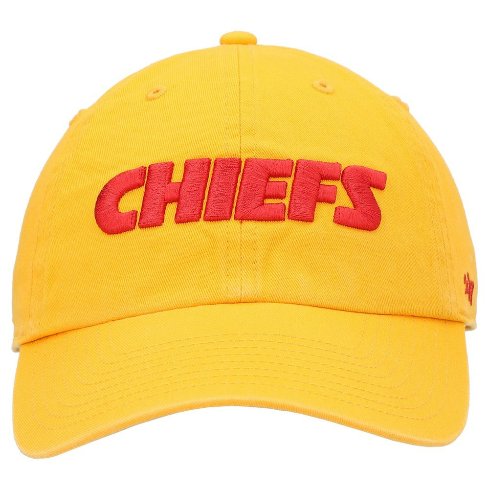 Kansas City Chiefs '47 Clean Up Script Adjustable Hat Gold | 47 brand