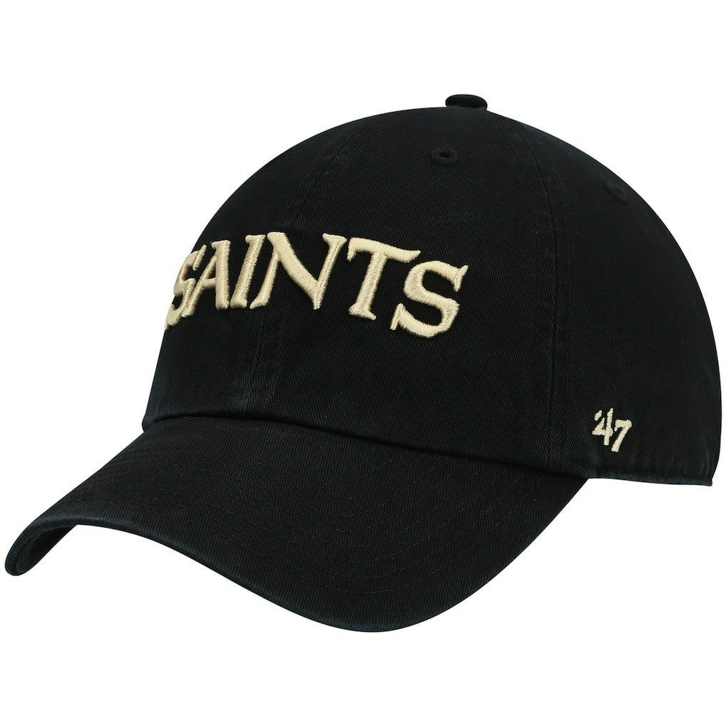 New Orleans Saints '47 Clean Up Script Adjustable Hat Black | 47 brand