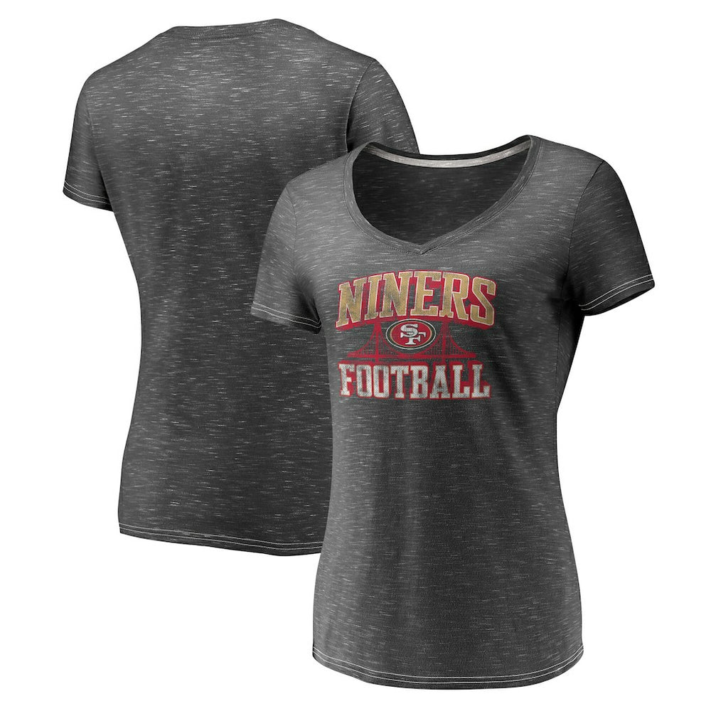 San Francisco 49ers Women's Hometown Space-Dye V-Neck T-Shirt Heathered Charcoal | Fanatics