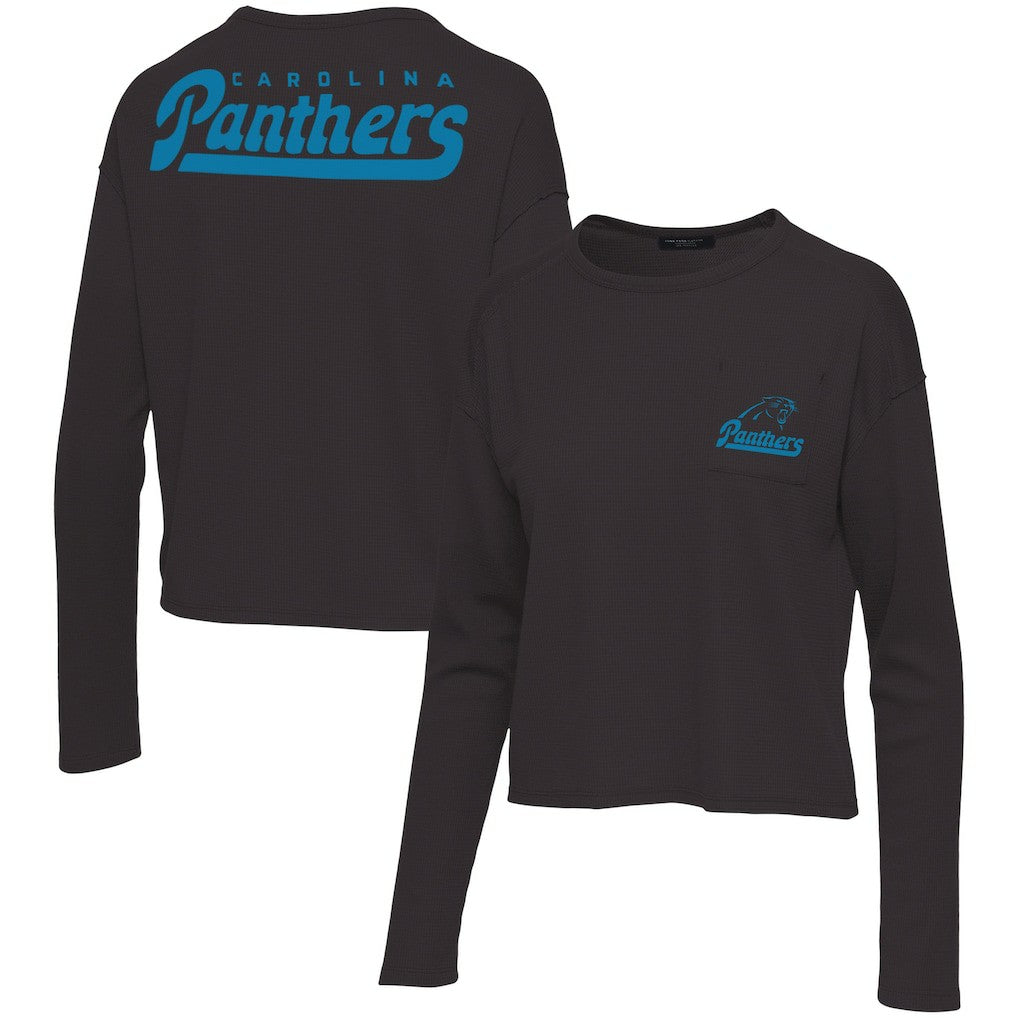 Carolina Panthers Junk Food Women's Pocket Thermal Long Sleeve T-Shirt Black | NFL