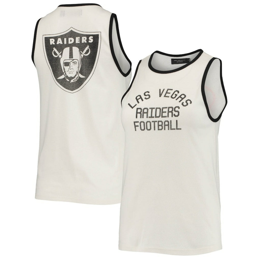 Las Vegas Raiders Junk Food Women's Throwback Pop Binding Scoop Neck Tank Top White/Black | NFL