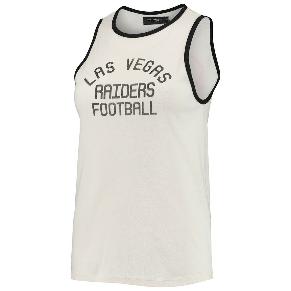 Las Vegas Raiders Junk Food Women's Throwback Pop Binding Scoop Neck Tank Top White/Black | NFL