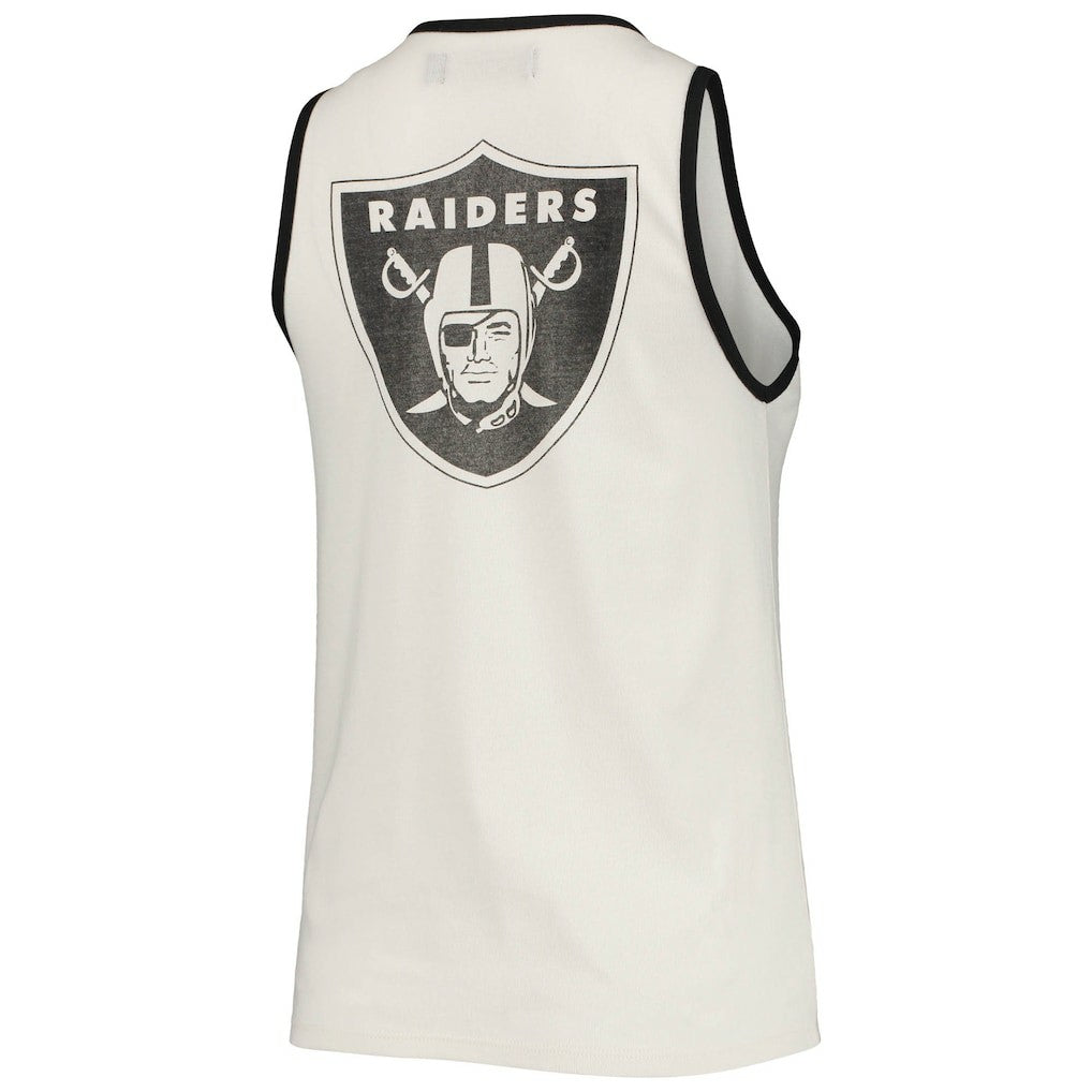 Las Vegas Raiders Junk Food Women's Throwback Pop Binding Scoop Neck Tank Top White/Black | NFL