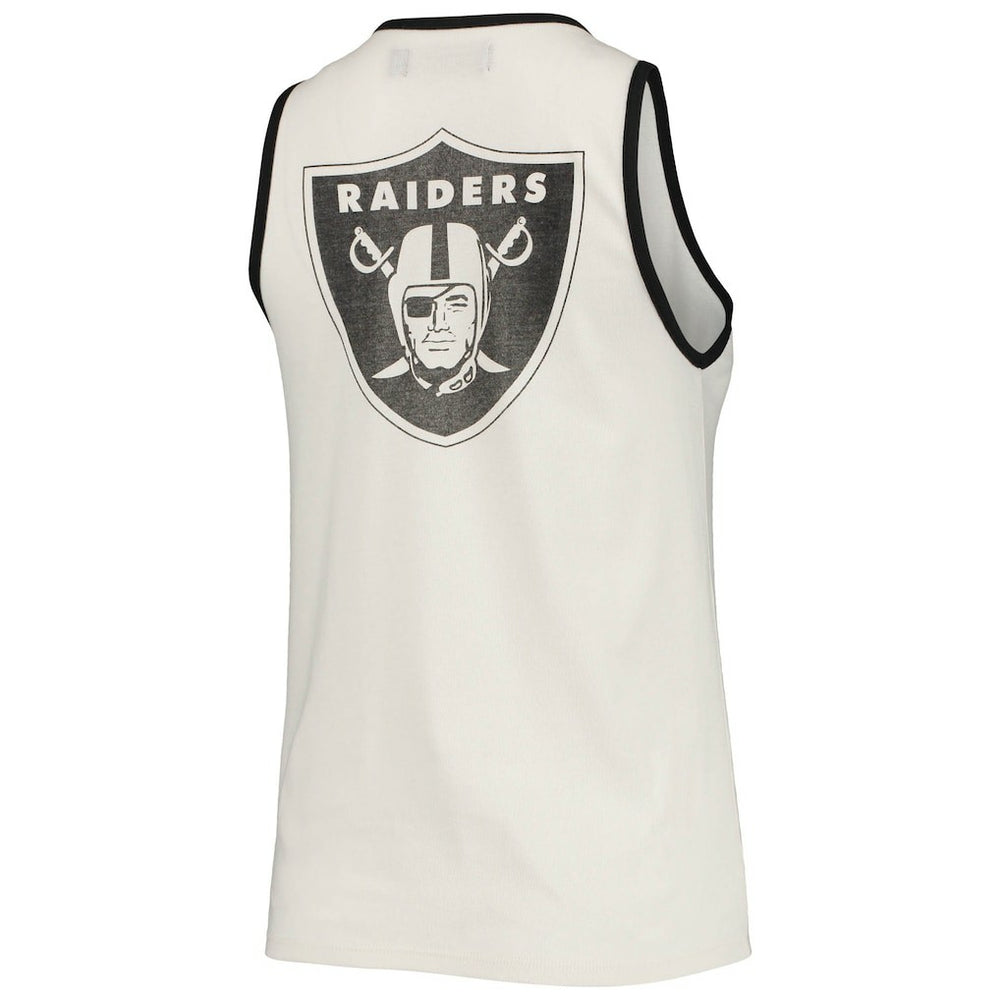 Las Vegas Raiders Junk Food Women's Throwback Pop Binding Scoop Neck Tank Top White/Black | NFL