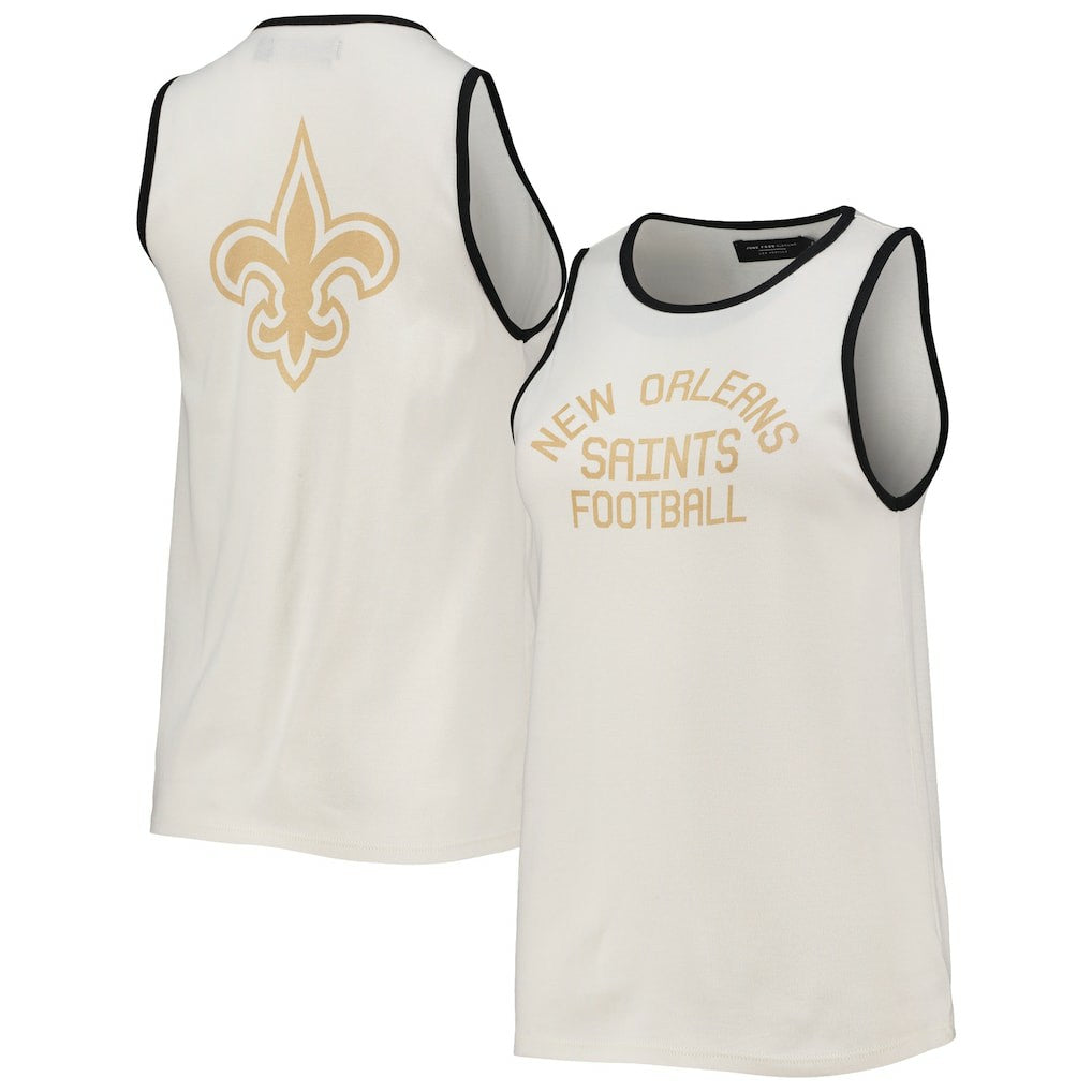 New Orleans Saints Junk Food Women's Throwback Pop Binding Scoop Neck Tank Top White/Black | NFL