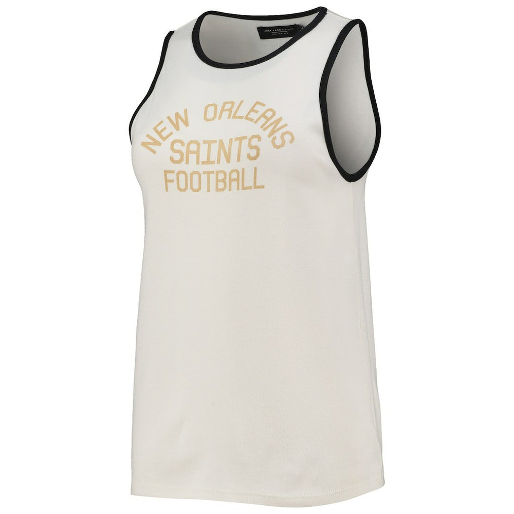 New Orleans Saints Junk Food Women's Throwback Pop Binding Scoop Neck Tank Top White/Black | NFL