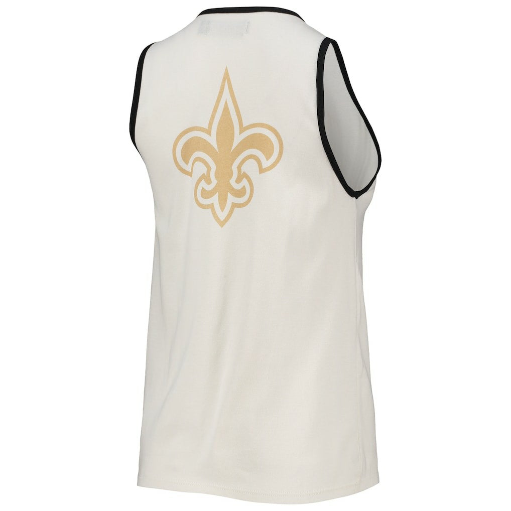 New Orleans Saints Junk Food Women's Throwback Pop Binding Scoop Neck Tank Top White/Black | NFL