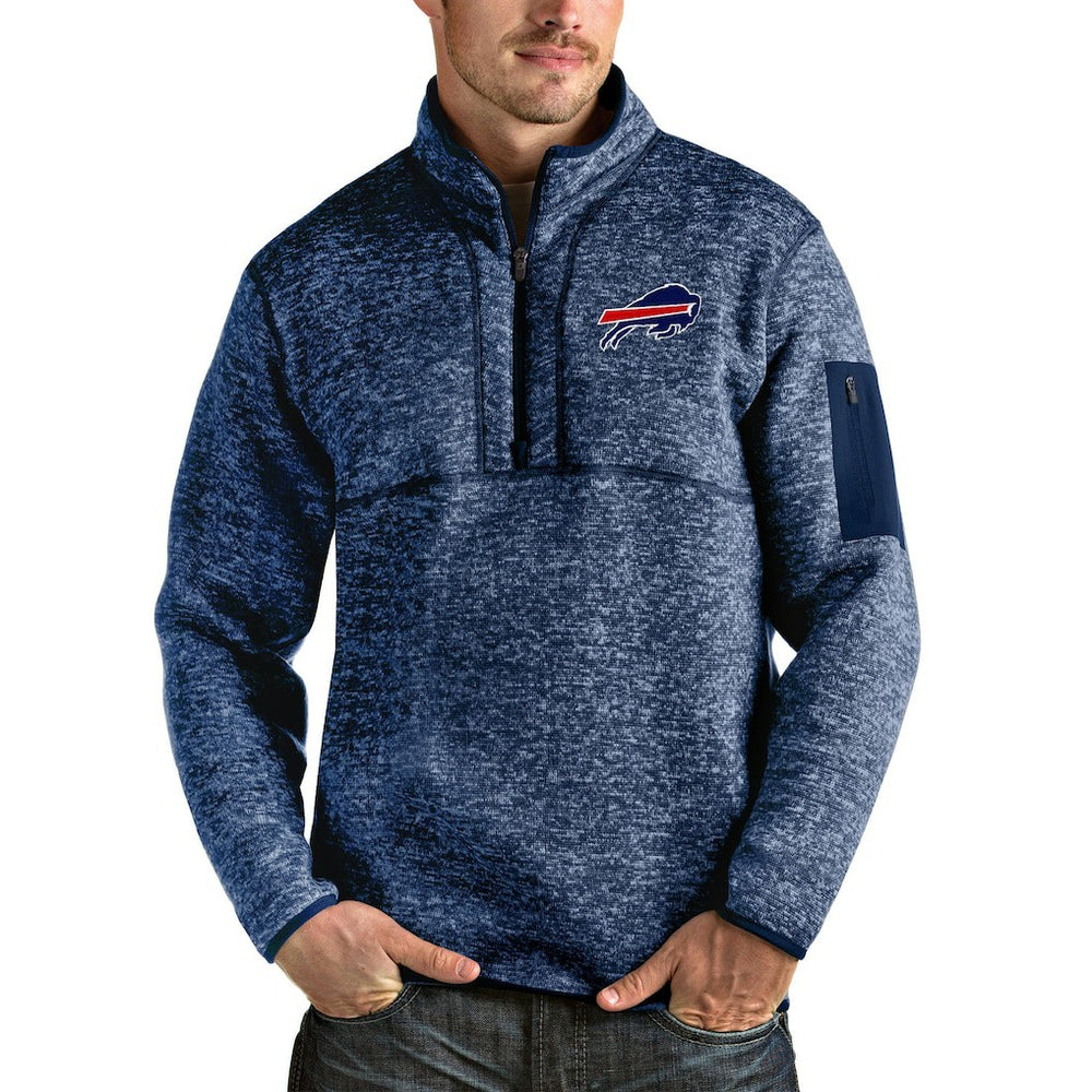 Buffalo Bills Antigua Fortune Quarter-Zip Pullover Jacket Heathered Navy | NFL