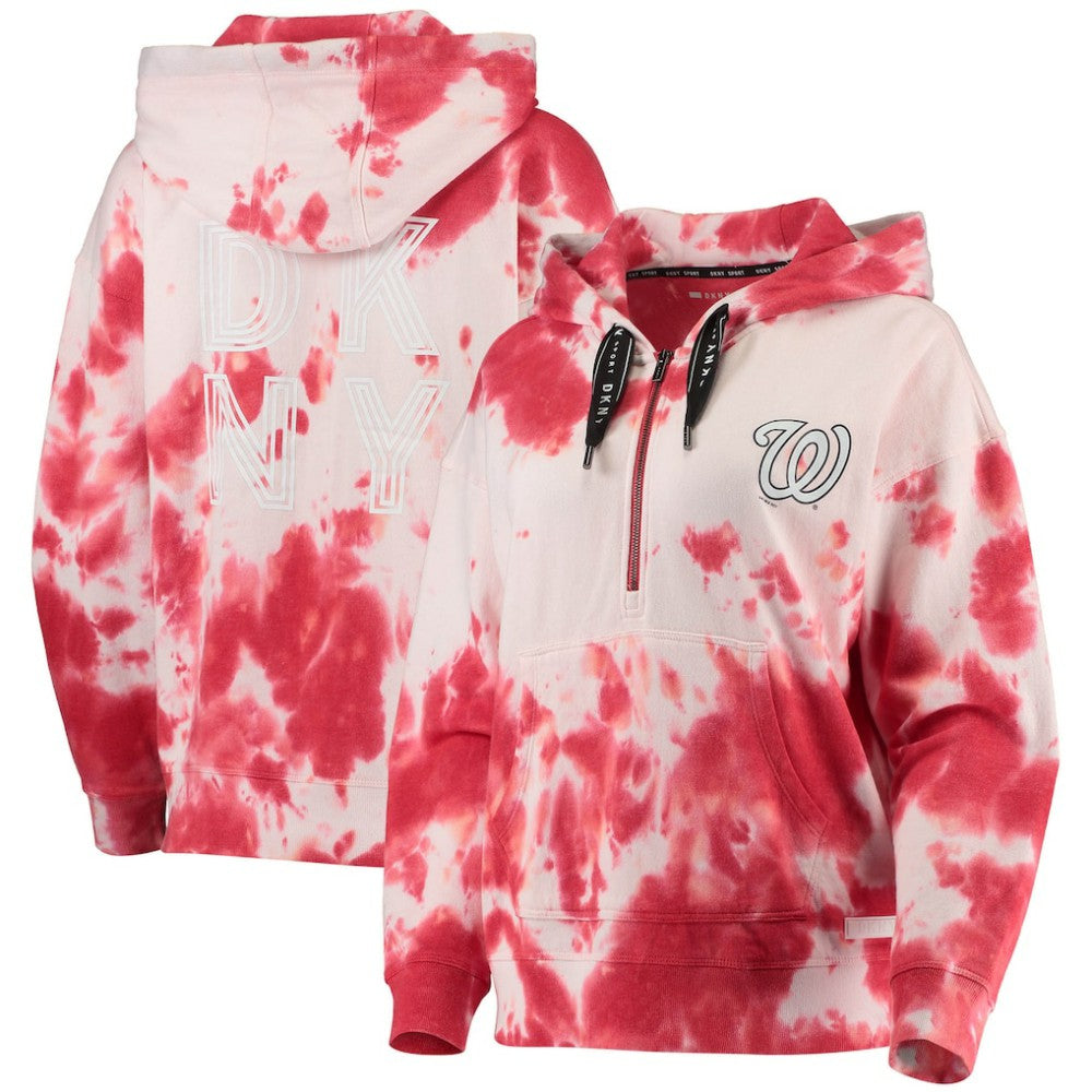 Washington Nationals DKNY Sport Women's Dakota Tie-Dye Half-Zip Hoodie - MLB