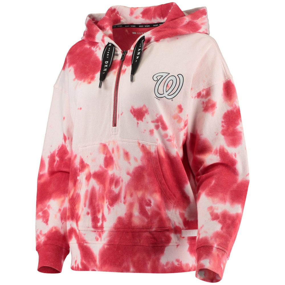 Washington Nationals DKNY Sport Women's Dakota Tie-Dye Half-Zip Hoodie - MLB